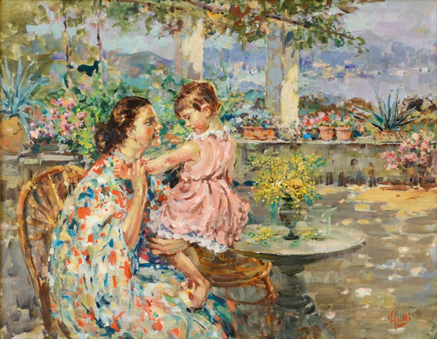 Madre e figlia sulla terrazza